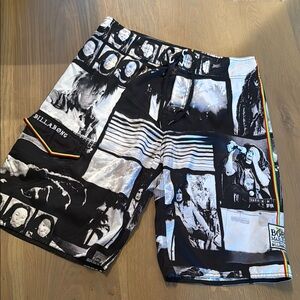 Billabong Bob Marley Black and White Graphic Board Shorts
